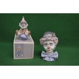 Lladro No. 5611 bust of Clown together with one other boxed Lladro figure of a Clown No. 5813 Please