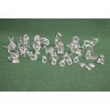Group of twenty five Swarovski crystal figures of animals to include: monkey, doe, butterfly,