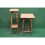 Two tier bamboo plantstand - 35.75" tall together with a bamboo occasional table having square top