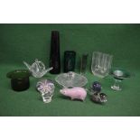 Group of glassware to include: Adrian Sankey tazza, Pukeberg dish, Whitefriars vase and other