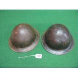 Two WWI style pressed steel helmet shells - 10.5" wide x 11.75" long at rim Please note descriptions