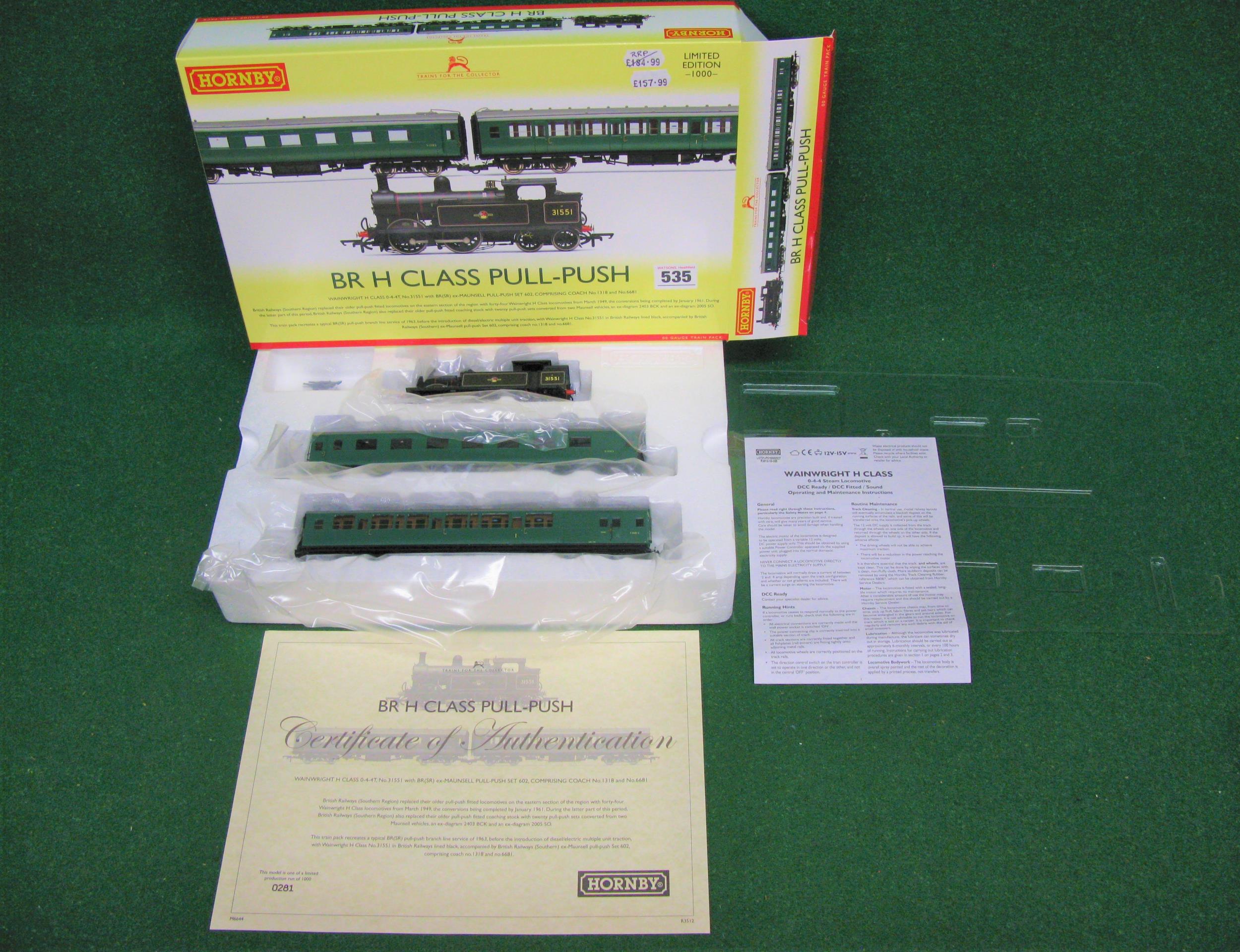 Unused Boxed Hornby OO BR H Class Pull-Push set, Limited Edition 281/1000 containing 0-4-4T No.
