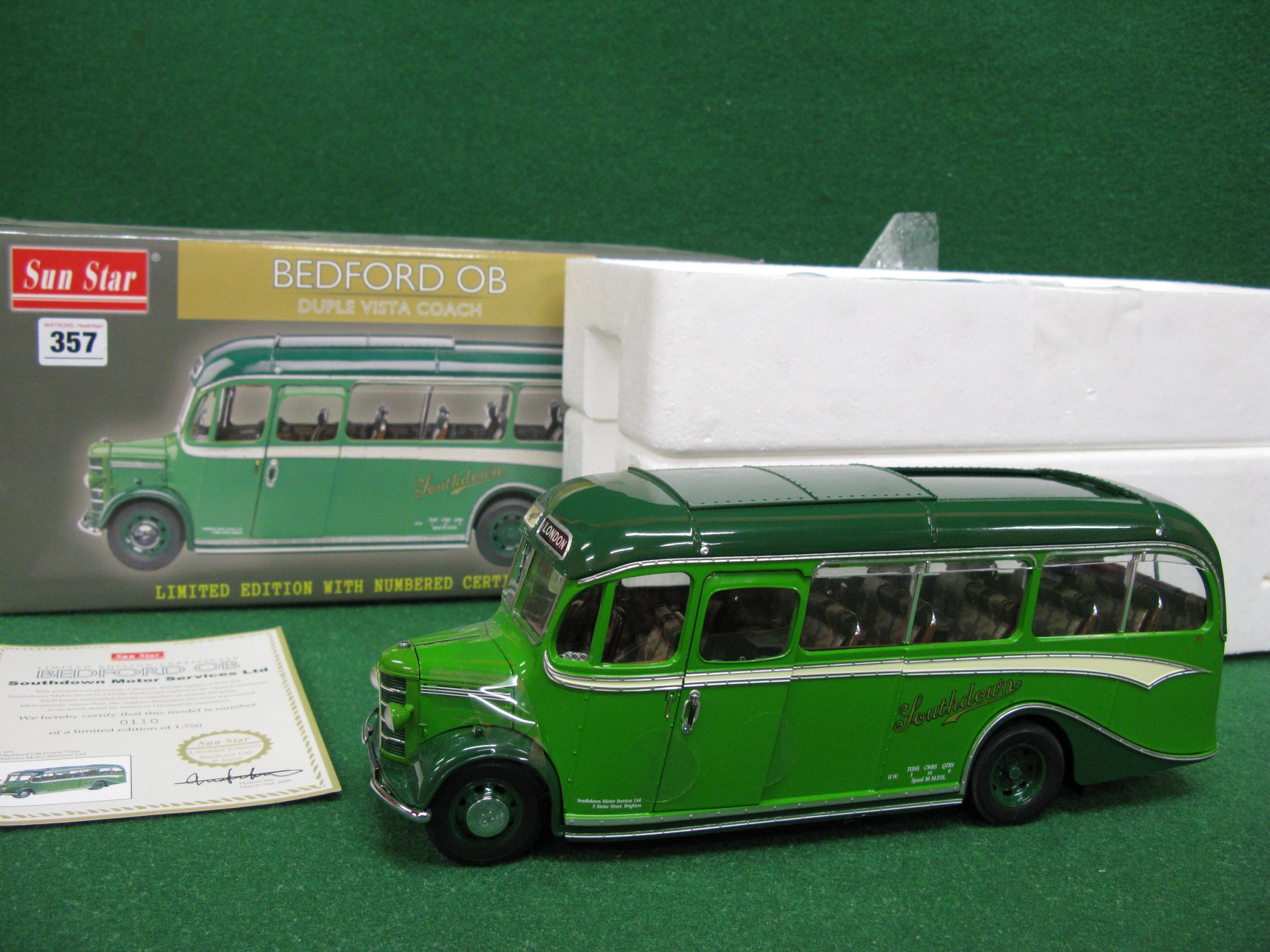 Boxed Sun Star diecast 1:24 scale model of a 1949 Bedford OB Duple Vista Coach in Southdown Motor - Image 2 of 4