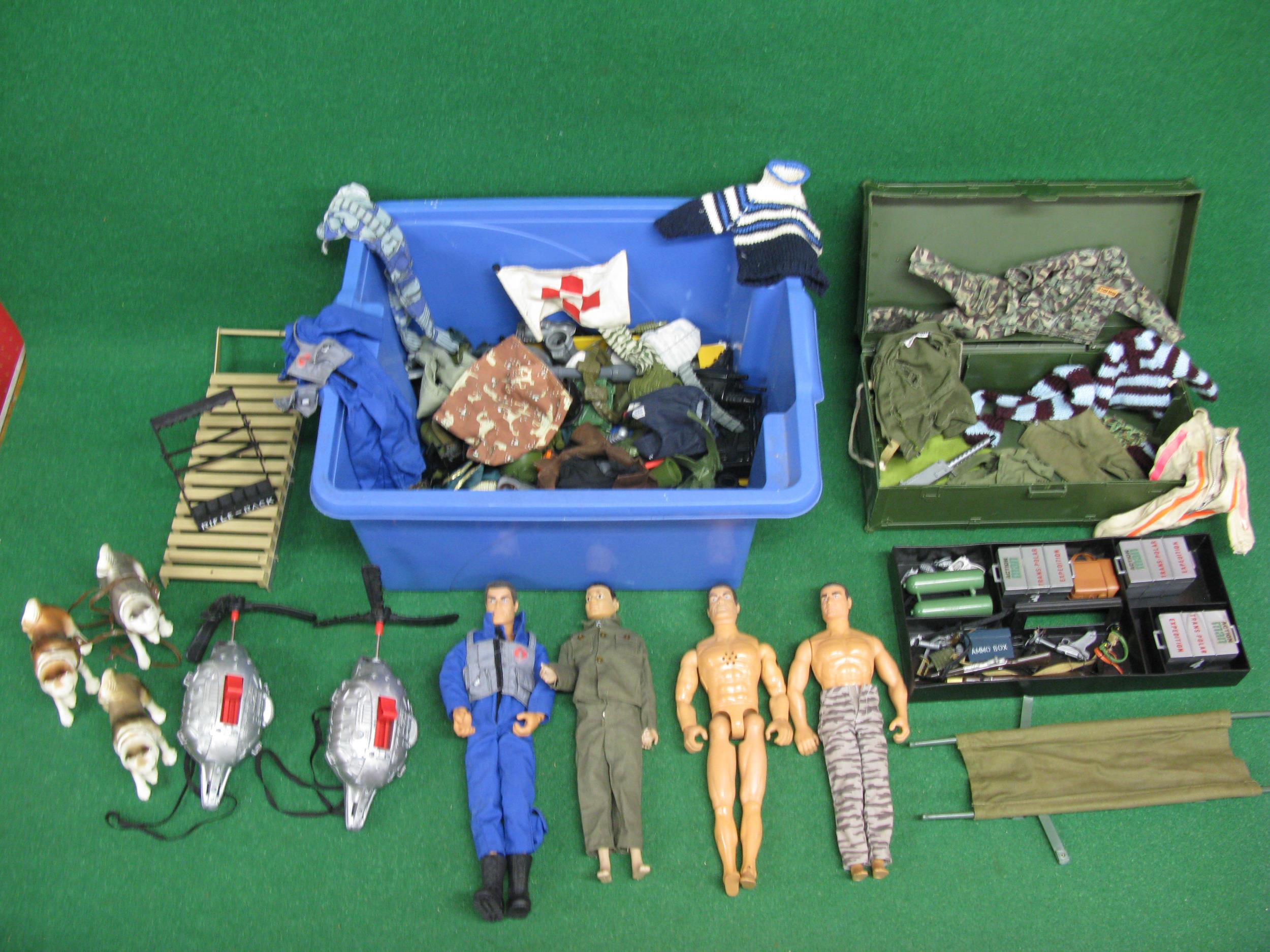 Quantity of 1990's Action Man and other similar products to include: four men, crate and Action