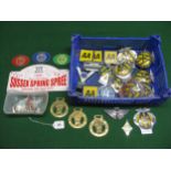 Small crate of thirteen AA badges and rally plaques etc Please note descriptions are not condition