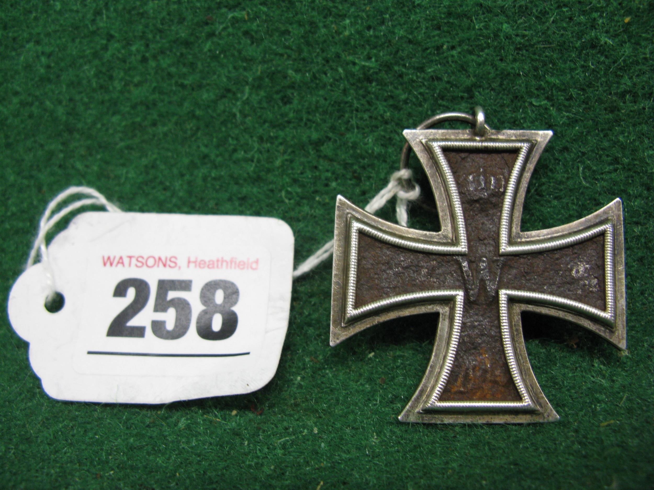 WWI battlefield relic German Military Cross with Crowns, W's and 1813 & 1914 embossed on either side - Image 3 of 3