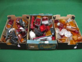 Three boxes of assorted vehicle light fittings and lenses Please note descriptions are not condition