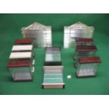 Approx nine small display cabinets with glass sides, opening door and shelves, suitable for military