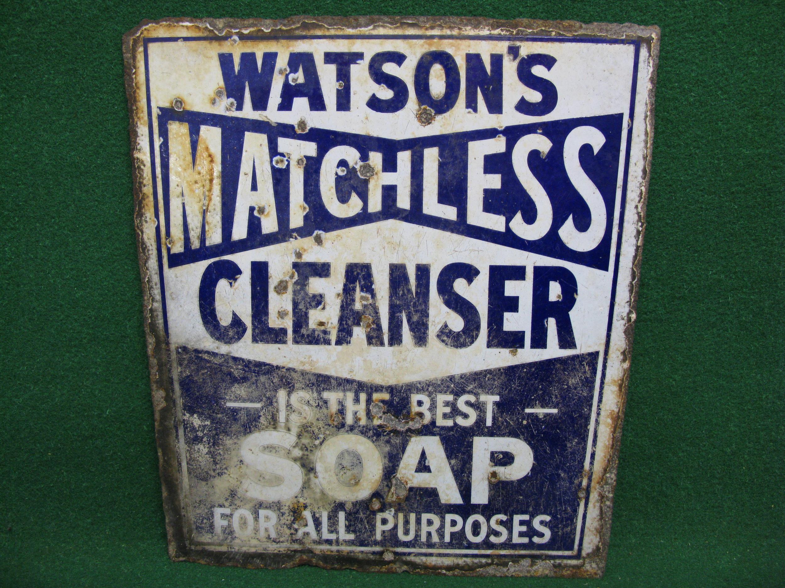 Double sided enamel advertising sign for Watson's Matchless Cleanser Is The Best Soap For All - Image 3 of 3