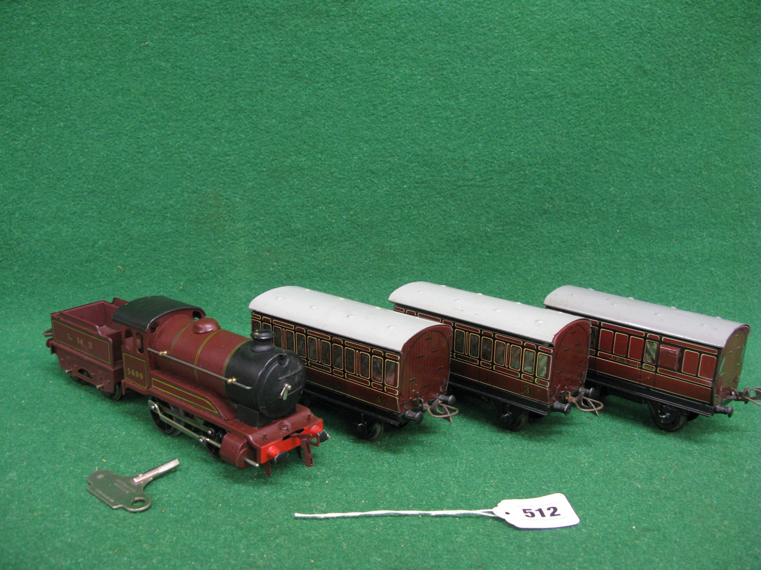 Post war boxed Hornby O gauge clockwork train set to comprise: 501 Type 0-4-0 tender locomotive - Image 4 of 6