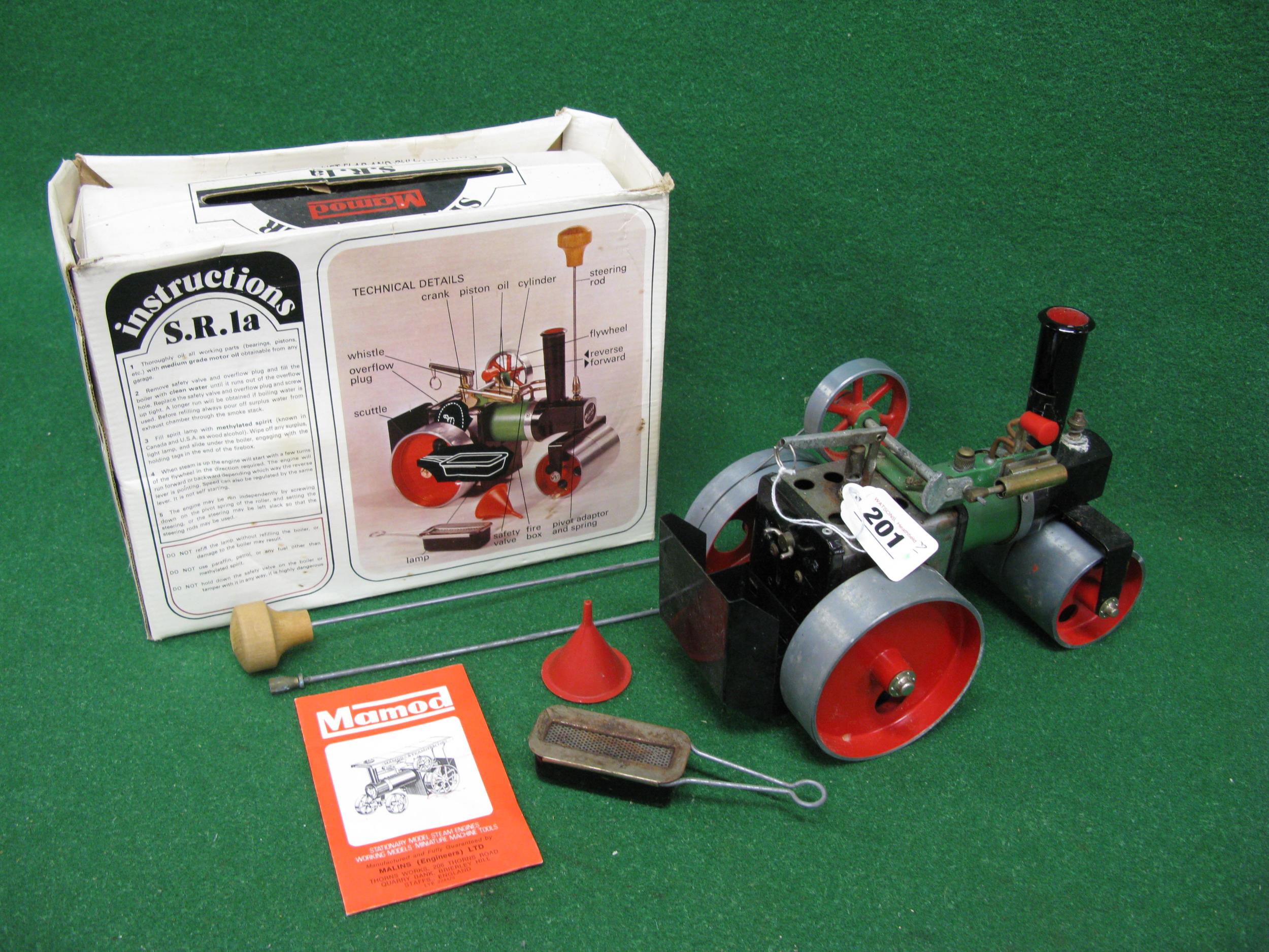 Mamod steam roller complete with liquid Meths burner, filler funnel, two part steering column and - Image 2 of 3