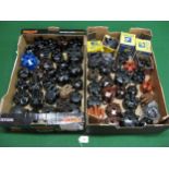 Two boxes of approx fifty five assorted mostly new old stock distributor caps for 4, 6 and 8