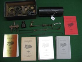 Box of items for Austin 7's to comprise: hub and clutch pullers, articulated carburettor linkages,