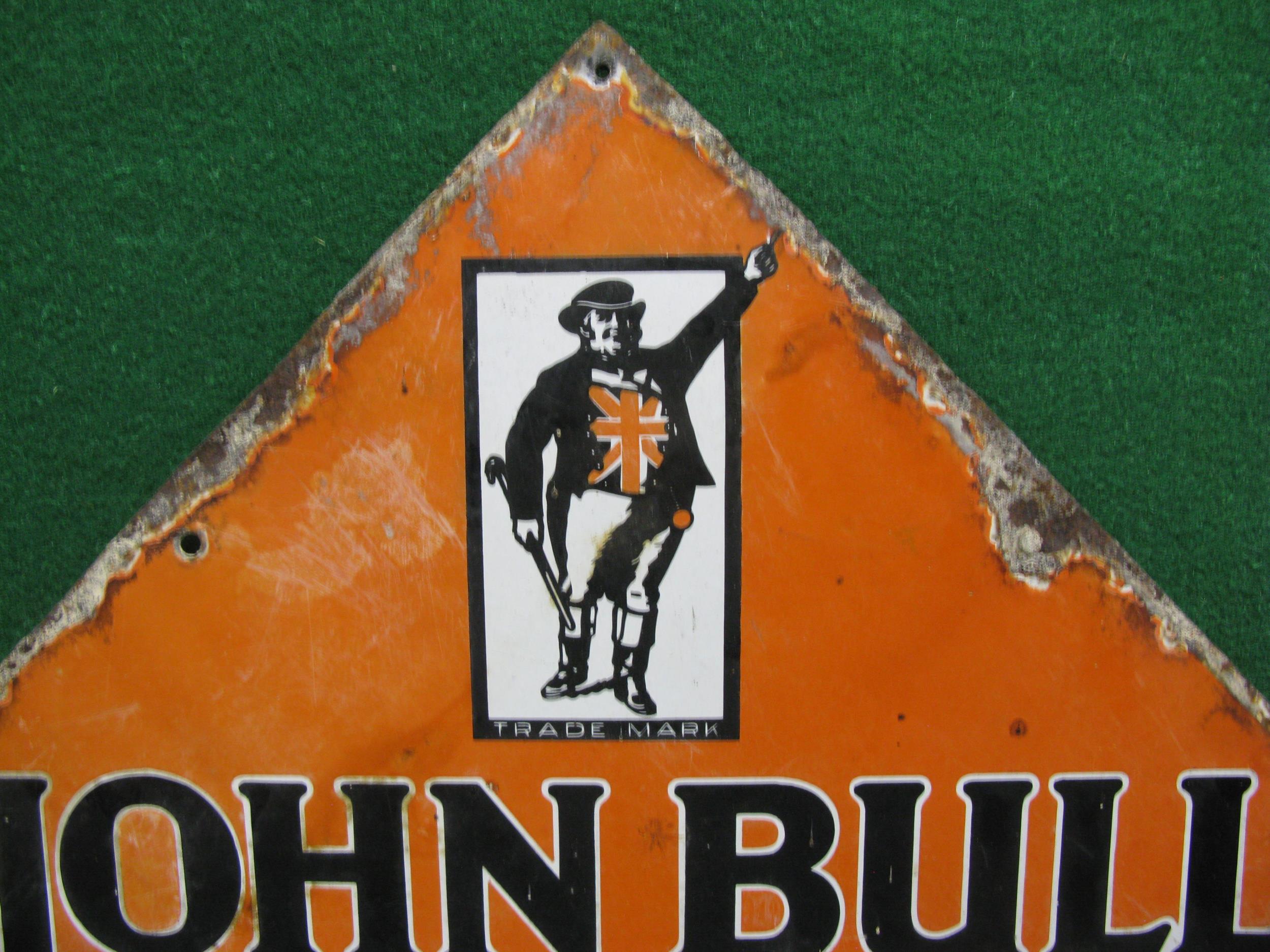 Double sided diamond enamel sign for John Bull Tyres & Accessories featuring the trade mark - Image 2 of 3