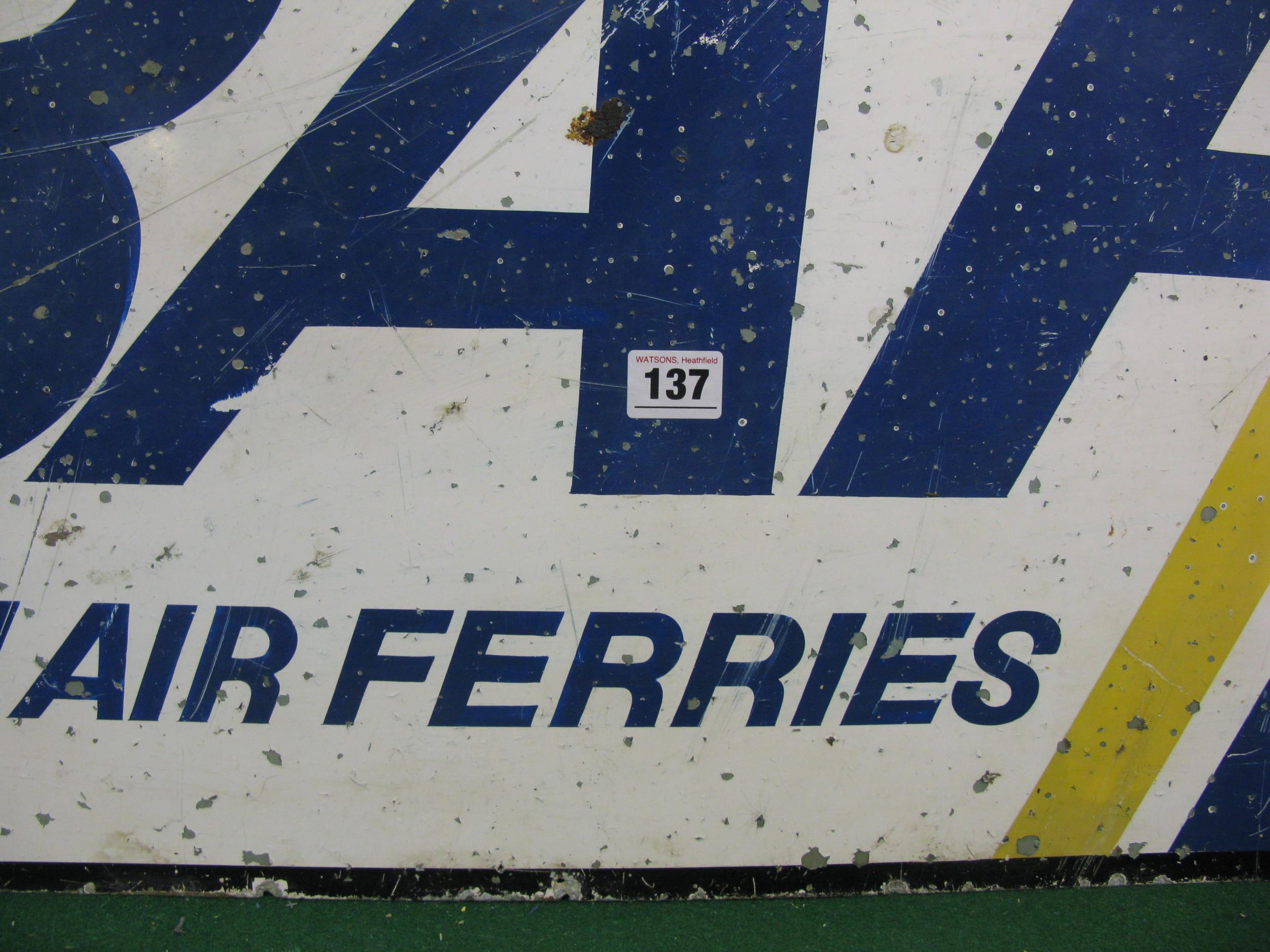 Aluminium sign for BAF British Air Ferries, blue and yellow on a white ground with black border. BAF - Image 2 of 3