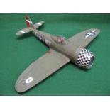 Large balsa wood model of a Republican Thunderbolt with pilot (otherwise empty) - 36" wingspan