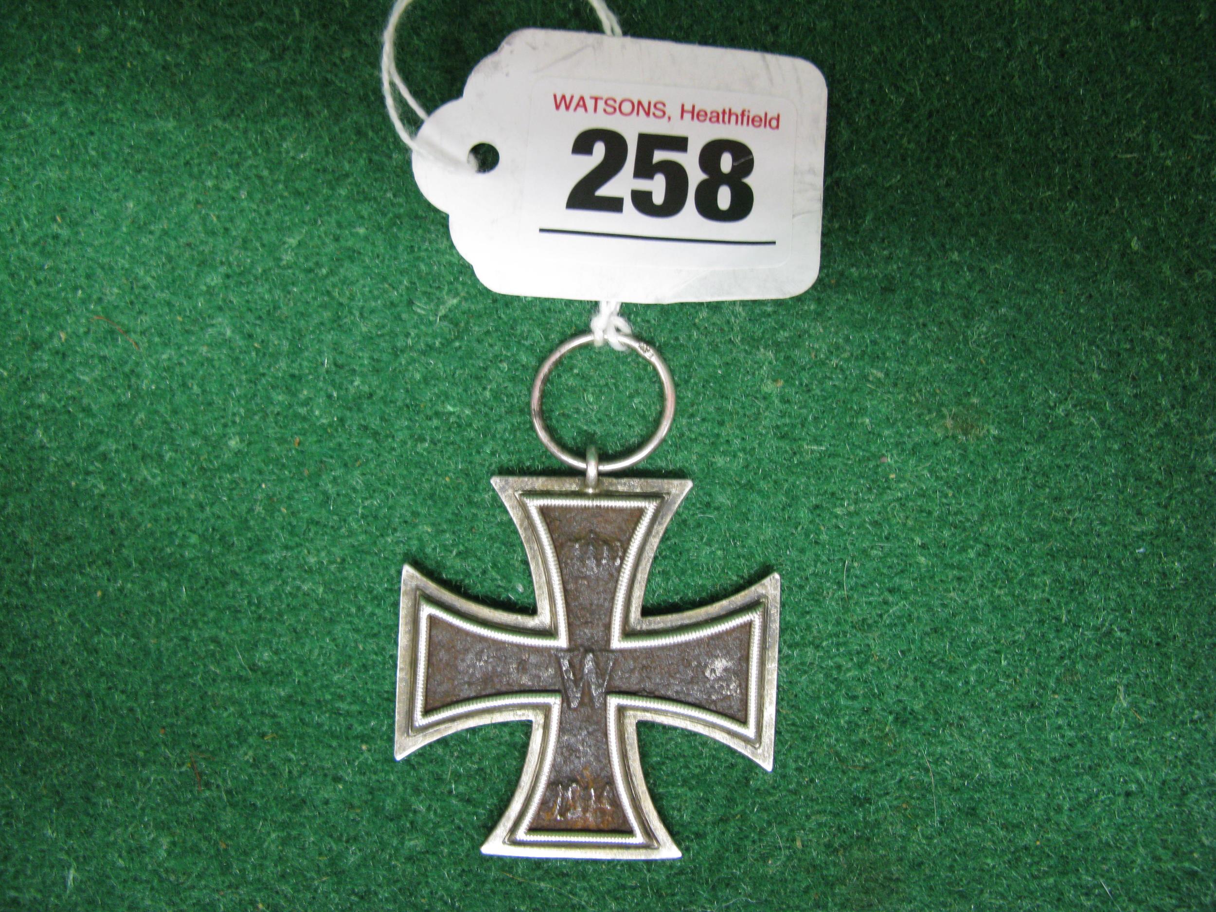 WWI battlefield relic German Military Cross with Crowns, W's and 1813 & 1914 embossed on either side