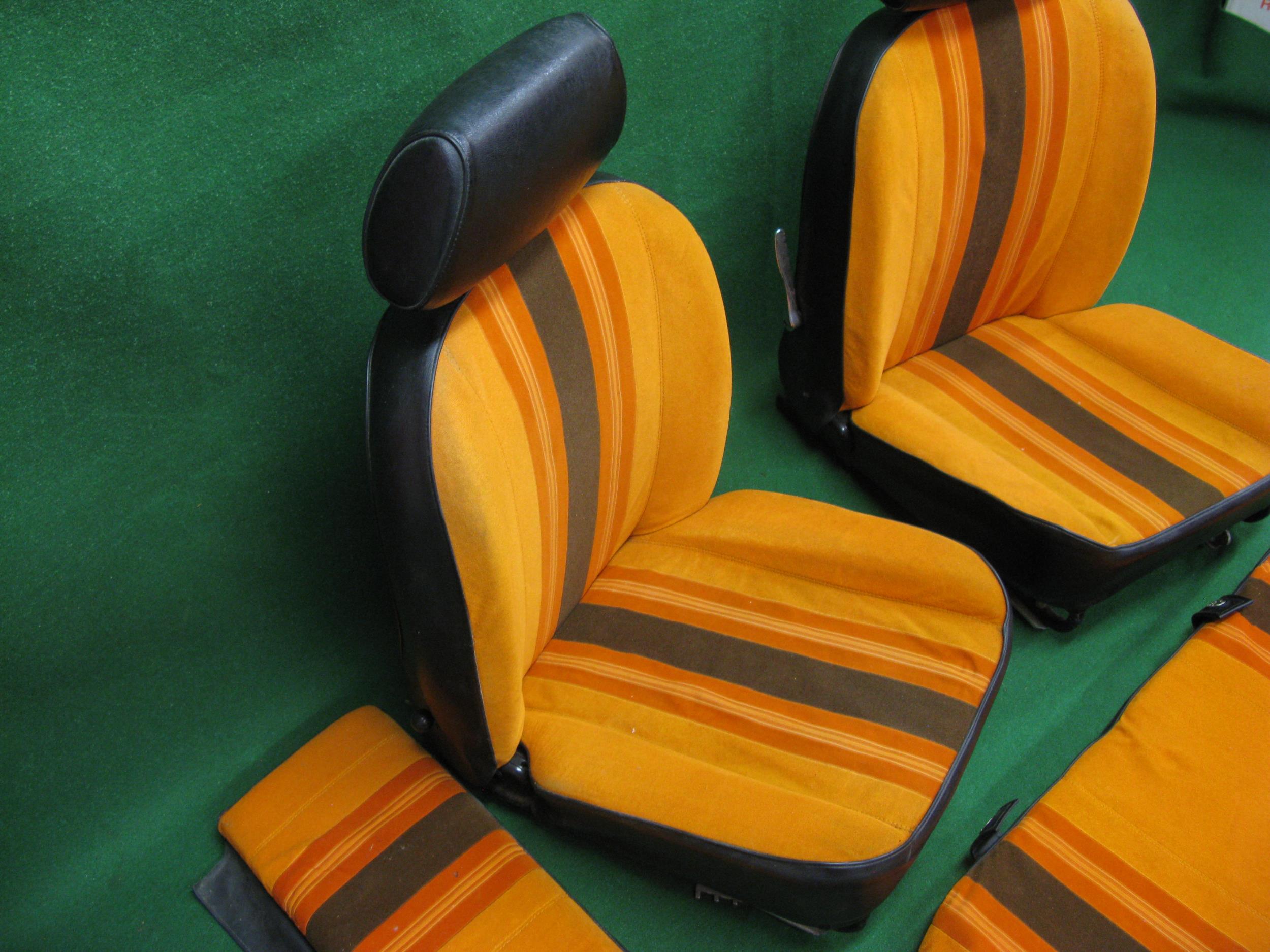 Two 1970's/1980's MGB seat with stripey orange trim and two matching trim panels Please note - Image 3 of 3