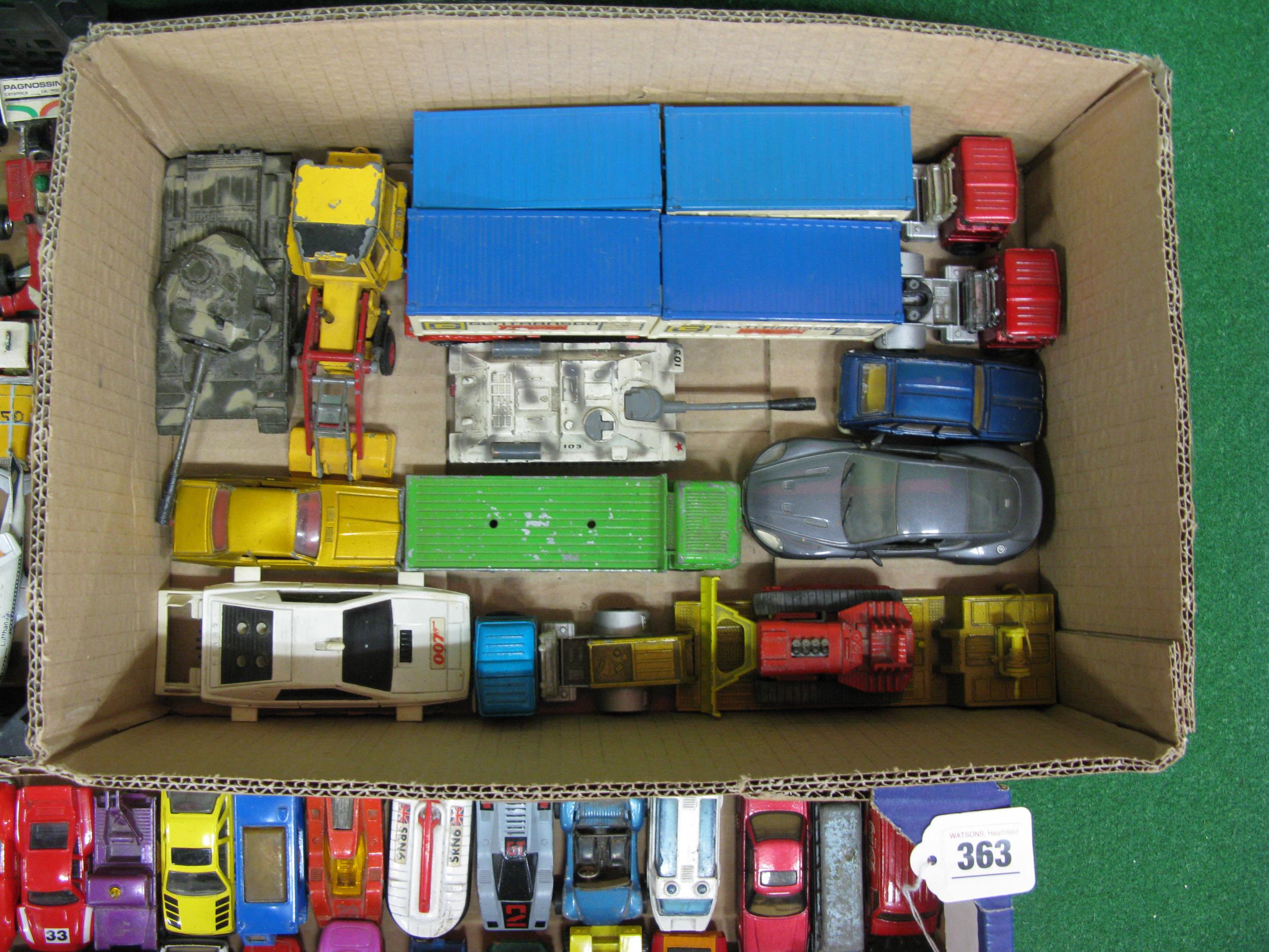 Three boxes of approx 100 loose playworn model vehicles, aircraft and racing cars made by Lesney/ - Image 3 of 4