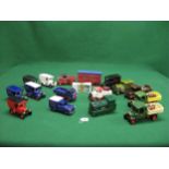 Fifteen ceramic/pottery model vans and lorries to include: Scammel fun-fair gallopers pantechnicon