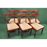 Set of six 19th century mahogany dining chairs having carved top rails with carved and reeded back