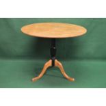 Biedermeier Goldbirch tip top centre or occasional table having circular top supported on urn shaped