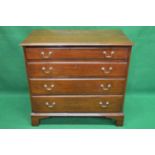 19th century mahogany chest of drawers with stained pine sides, the top having moulded edge over