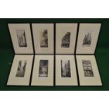 Group of eight K. Vernon black and white etchings, to include "St Pauls", "Mercory Lane", "