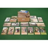 Box containing approx 750 mixed colour and black & white postcards of mixed subjects to include: