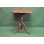 19th century mahogany tip top tripod table having rectangular top with rounded corners supported