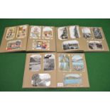 Three albums containing 322 used and unused postcards of scenes from around the world Please note