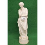 Parian ware figure of lady wearing Greek clothing and sandals standing on circular base - 15" tall