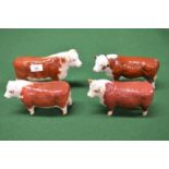 Four Beswick figures of Hereford bulls Please note descriptions are not condition reports, please