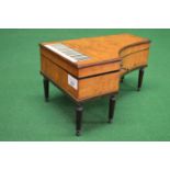 19th century birds eye maple work box in the form of a grand piano, with fitted interior - 11.75"