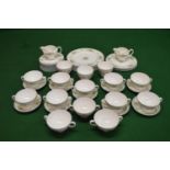 Wedgwood Petersham (R4536) pattern tea and dinner service having white ground with floral decoration