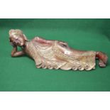 20th century gilt wood painted reclining figure of Nirvana Buddha with applied mirror decoration -