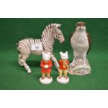 Beswick figure of a Zebra - 7.25" tall together with a Beswick liquor bottle in the form of an