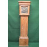 Sam Jones, Worcester, pine cased grandfather clock having square brass dial with pierced black hands