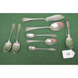Quantity of silver flatware to comprise: seven various spoons including pair of Borough Of