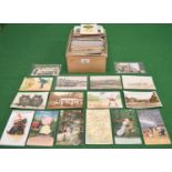 Box containing approx 700 mixed colour and black & white postcards of mixed subjects to include