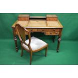 Victorian walnut ladies writing desk having a raised back of two small drawers with turned knob