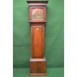 George Miles, oak cased grandfather clock having square brass dial, pierced black hands and Roman