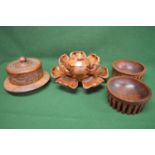 Late 20th century carved wooden Lazy Susan and cover together with one other Lazy Susan in the