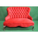 Late 20th century button back two seater settee standing on cabriole legs - 49" wide Please note