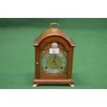 20th century Elliott mahogany cased bracket clock having top carrying handle, brass face and