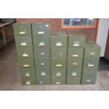 Collection of Veteran series metal stacking index drawers some with keys Please note descriptions