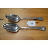 Pair of silver table spoons having Old English pattern handles, hallmarked for London 1805 (3.