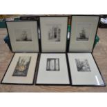 Group of six framed engravings by K Vernon Please note descriptions are not condition reports,