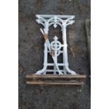 Pair of painted metal table end supports Please note descriptions are not condition reports,