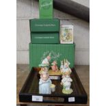 Five boxed Beswick Beatrix Potter figures to include: Benjamin Bunny and Aunt Petitoes (with gold